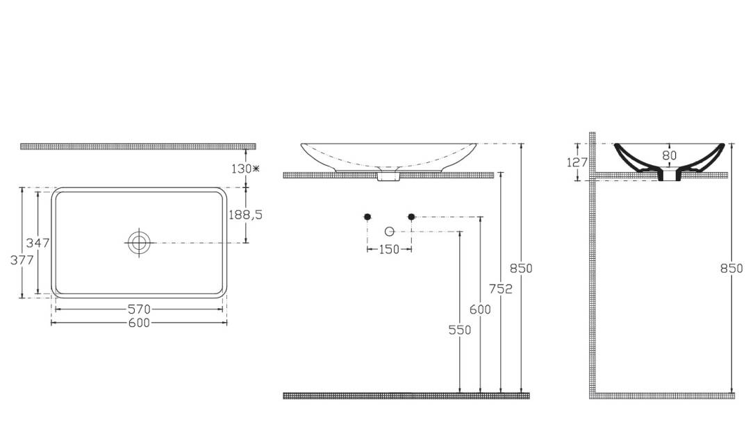 İsvea - Sistema İç Beyaz Dış Altın 60 cm Lavabo - 10SF53060SV - 3