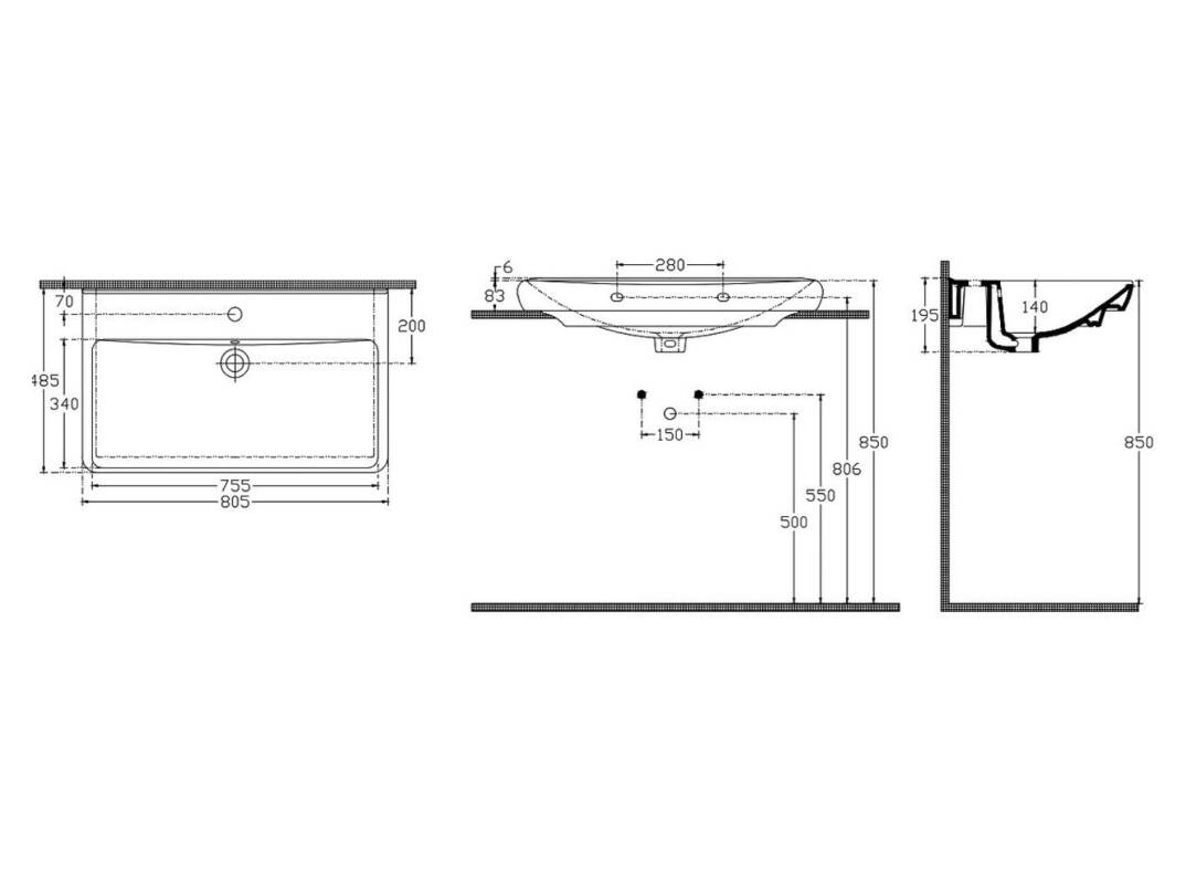 İsvea - Viva Lavabo 81 cm Beyaz - 10VV50081SV - 4