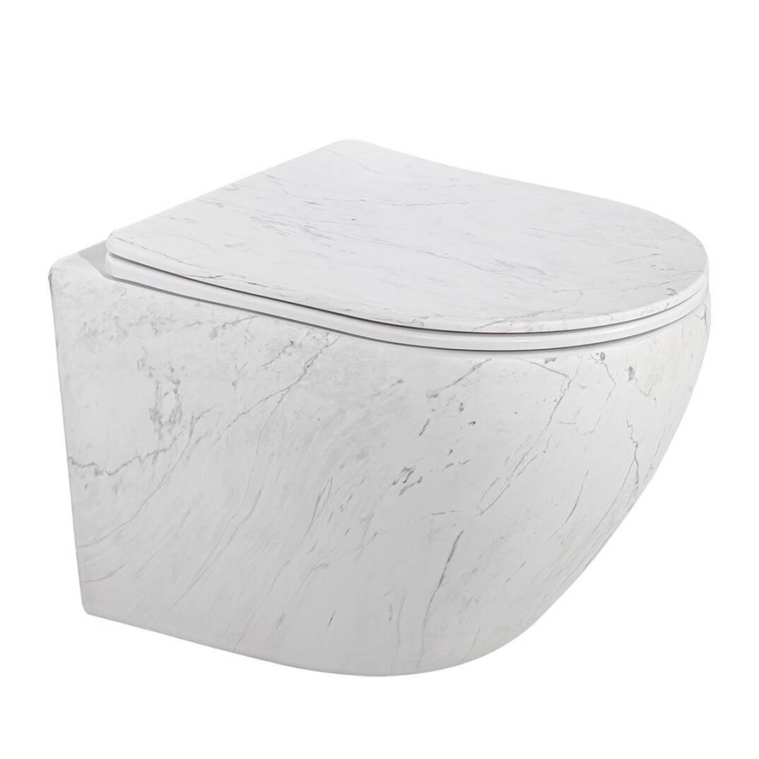 LENA - Asma Klozet Mermer Desenli Mat Beyaz Kapak Dahil OUTLET - ET-W1200M8-TESHIR - 1