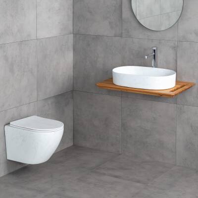 LENA - Asma Klozet Mermer Desenli Mat Beyaz Kapak Dahil OUTLET - ET-W1200M8-TESHIR - 3
