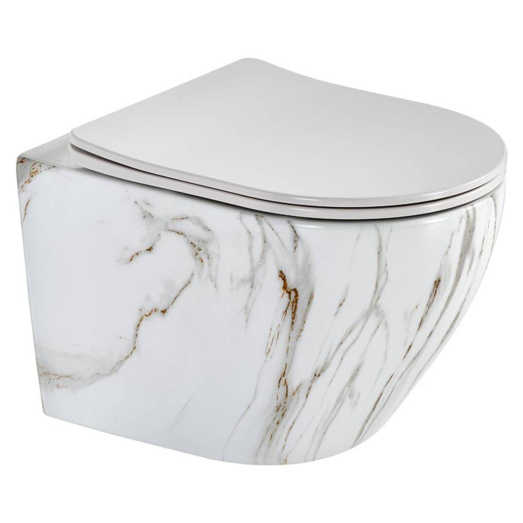LENA - Mermer Desenli Asma Klozet Kapak Dahil OUTLET - ET-501M1-TESHIR - 1