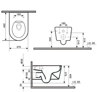 LENA - Mermer Desenli Asma Klozet Kapak Dahil OUTLET - ET-501M1-TESHIR - 2