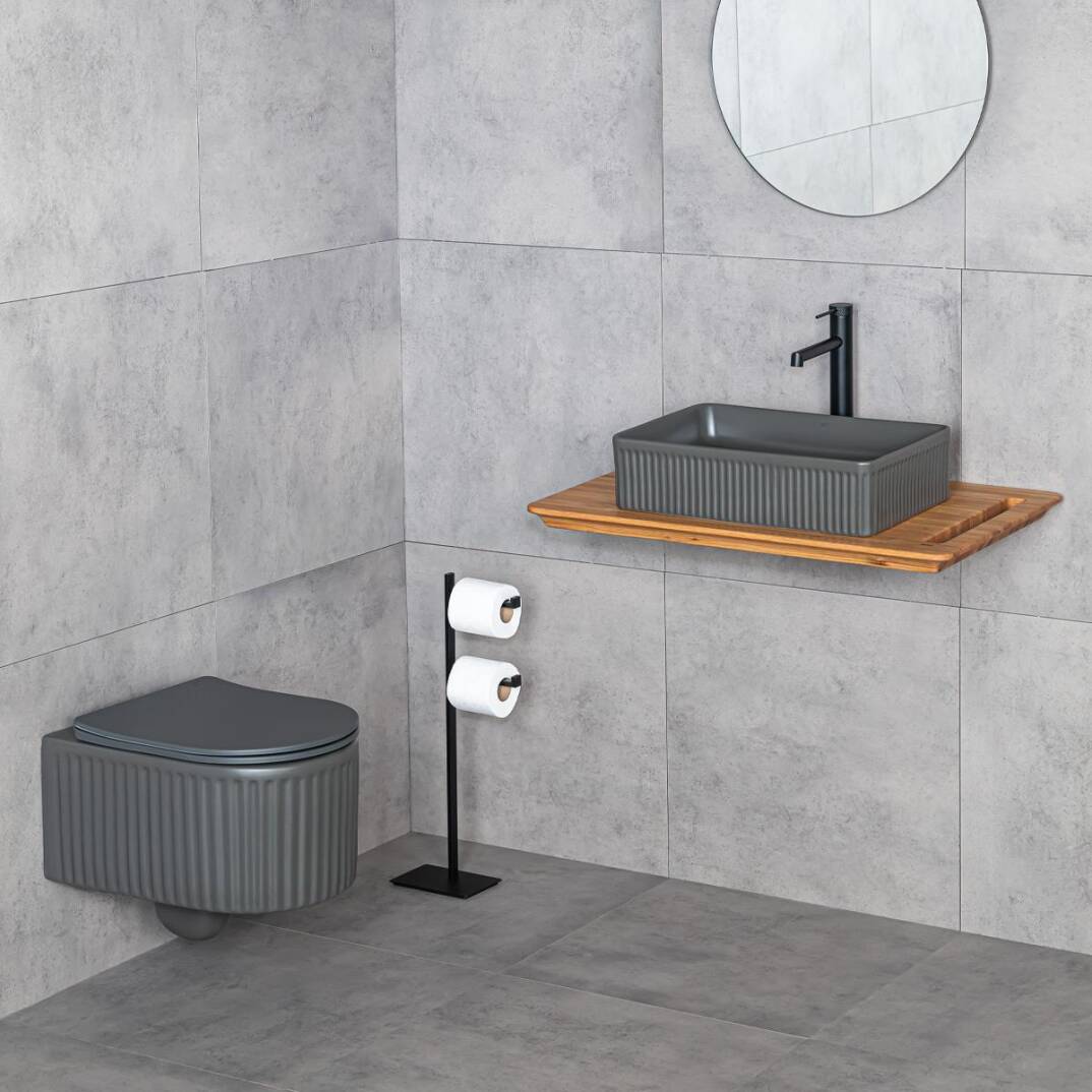 LENA - Tezgah Üstü Lavabo Mat Füme OUTLET - E-W1004MF-TESHIR - 3