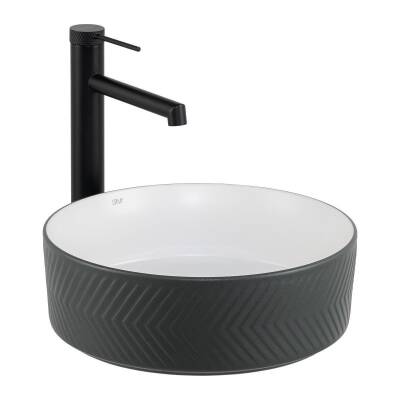 LENA - Tezgah Üstü Lavabo Mat Gri&Parlak Beyaz OUTLET - E-W5002GB-TESHIR