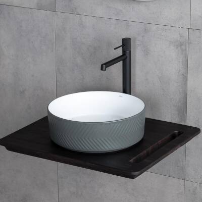 LENA - Tezgah Üstü Lavabo Mat Gri&Parlak Beyaz OUTLET - E-W5002GB-TESHIR - 2