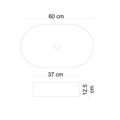 LENA - Tezgah Üstü Lavabo Parlak Beyaz OUTLET - E-W1202-TESHIR - 2