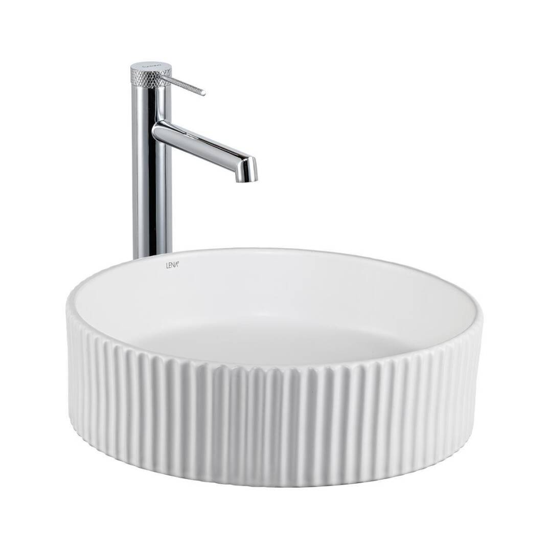 LENA - Tezgah Üstü Mat Beyaz Lavabo OUTLET - E-W1001MB-TESHIR - 1