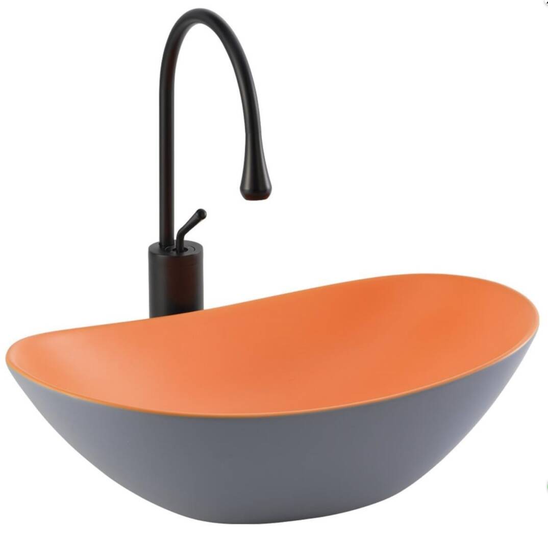 Lena - Tezgah Üstü Porselen Lavabo Gri Turuncu OUTLET - EY-8000MGT-TESHIR - 1