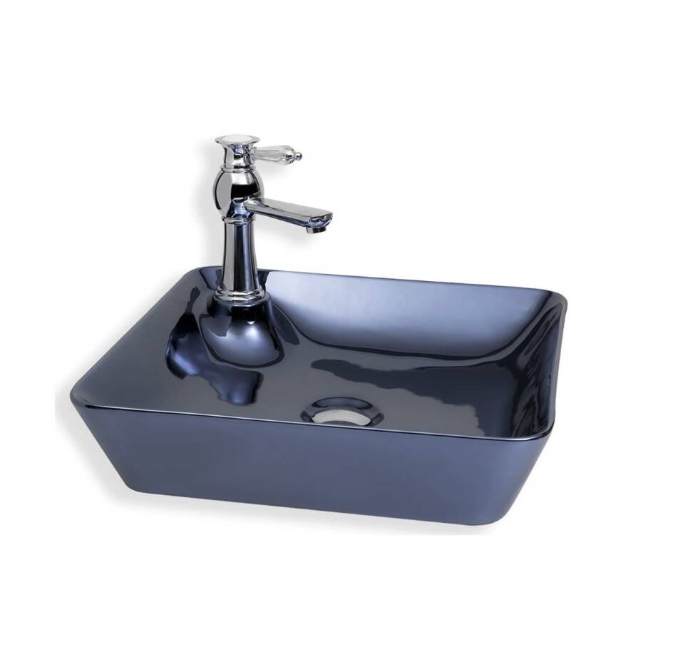 LENA - Tezgah Üstü Porselen Lavabo Metalik Lacivert - E-4620L - 1