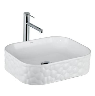 LENA - Tezgah Üstü Porselen Lavabo Parlak Beyaz OUTLET - EY-4709-TESHIR
