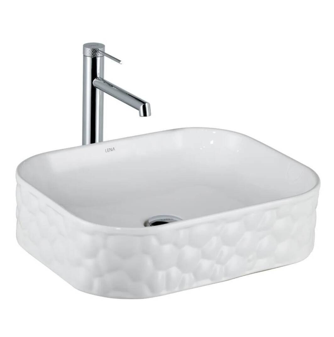LENA - Tezgah Üstü Porselen Lavabo Parlak Beyaz OUTLET - EY-4709-TESHIR - 1