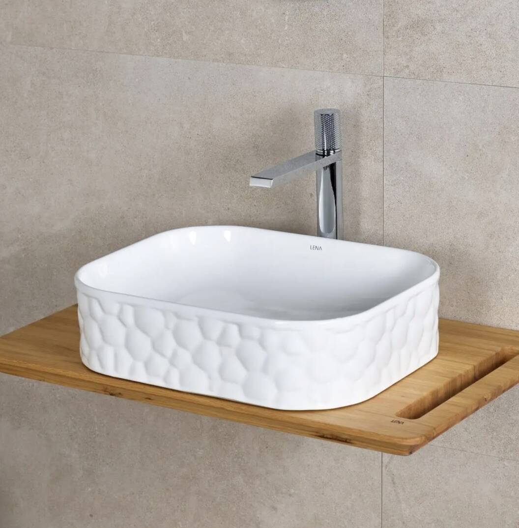 LENA - Tezgah Üstü Porselen Lavabo Parlak Beyaz OUTLET - EY-4709-TESHIR - 2