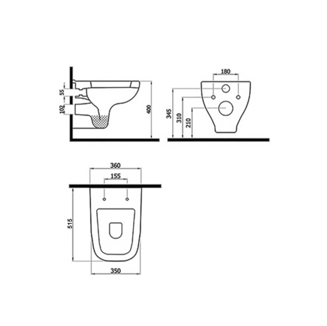 Newarc - Energy Rimless Asma Klozet (Kapaksız) - 2823 - 2