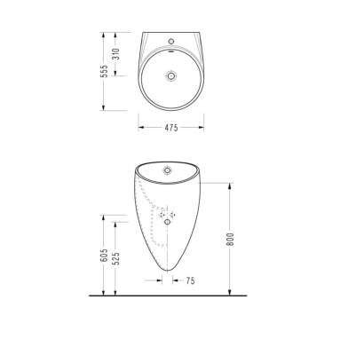 Serel - Amphora Asma Monoblok Lavabo Beyaz Batarya Dahil - AN37TDS110HTK - 2