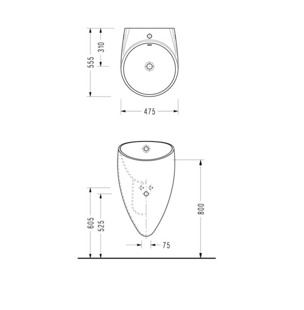 Serel - Amphora Asma Monoblok Lavabo Beyaz Batarya Dahil - AN37TDS110HTK - 2