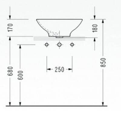 Serel - Çanak Lavabo 45x45 cm Taşma Kanallı OUTLET - 2002DSS000-TESHIR - 2