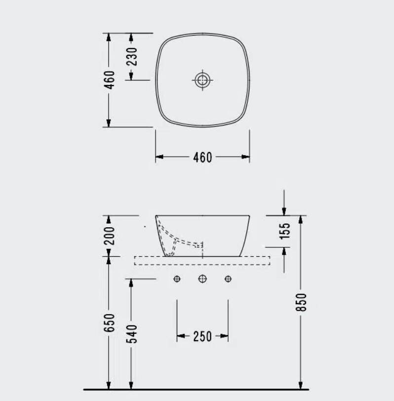SEREL - Çanak Lavabo (46 × 46 Cm) OUTLET - 3050DXS110H-TESHIR - 2