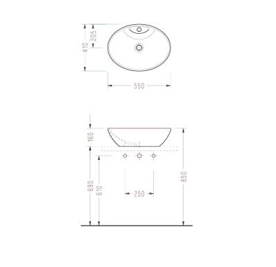 SEREL - Chamonix Çanak Lavabo Beyaz 41 × 55 Cm OUTLET - CH34TDS110H-TESHIR - 2