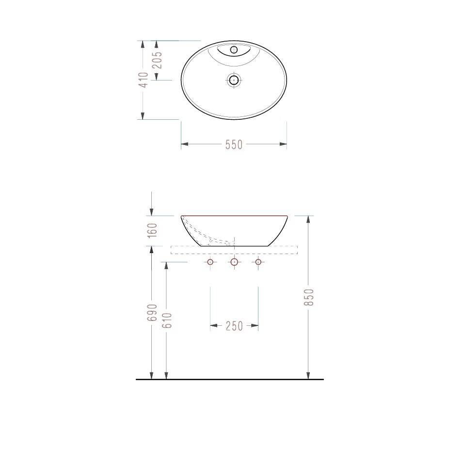SEREL - Chamonix Çanak Lavabo Beyaz 41 × 55 Cm OUTLET - CH34TDS110H-TESHIR - 2