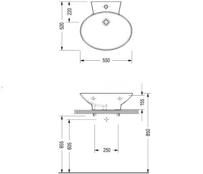Serel - Chamonix Tezgah Üstü Lavabo 55 cm Beyaz OUTLET - CH01TDS000-TESHIR - 3
