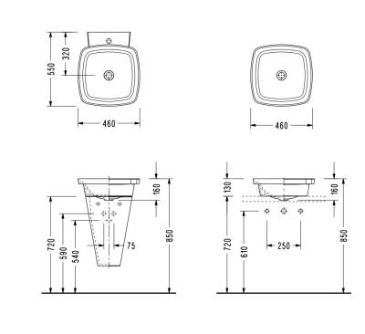 SEREL - Helios Kare Lavabo (46 × 46 Cm) OUTLET - HL36DXS110H-TESHIR - 2