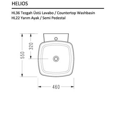 SEREL Helios Kare Lavabo 46x46 cm - HL36DXS110H - 3