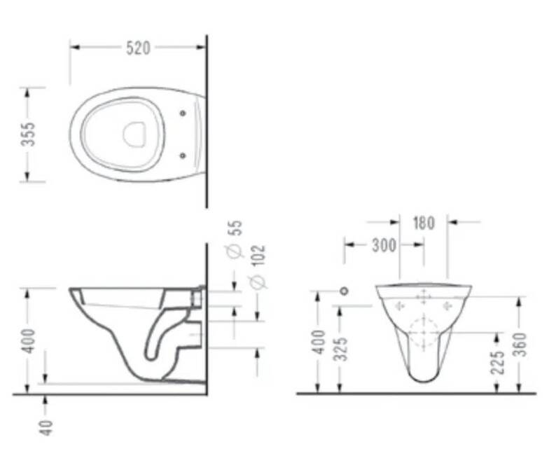 SEREL - Kanalsız Basic Asma Klozet Kapaksız (52x36) OUTLET - 0426ODS110H-TESHIR - 2