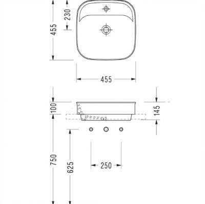 SEREL - Kare Çanak Lavabo Batarya Banklı (46 × 46 Cm) OUTLET - 2018TXS110H-TESHIR - 2