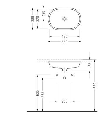 SEREL - Luna Tezgah Altı Oval Lavabo Beyaz (55x38) OUTLET - 0571DSS110H-TESHIR - 2