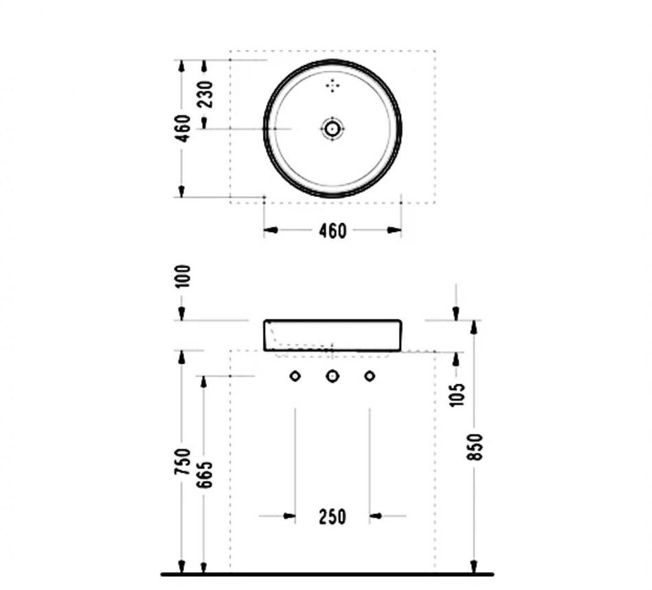 Serel - Luna Tezgah Üstü Silindirik Lavabo 46 cm Beyaz OUTLET - 2025DSS110H-TESHIR - 2