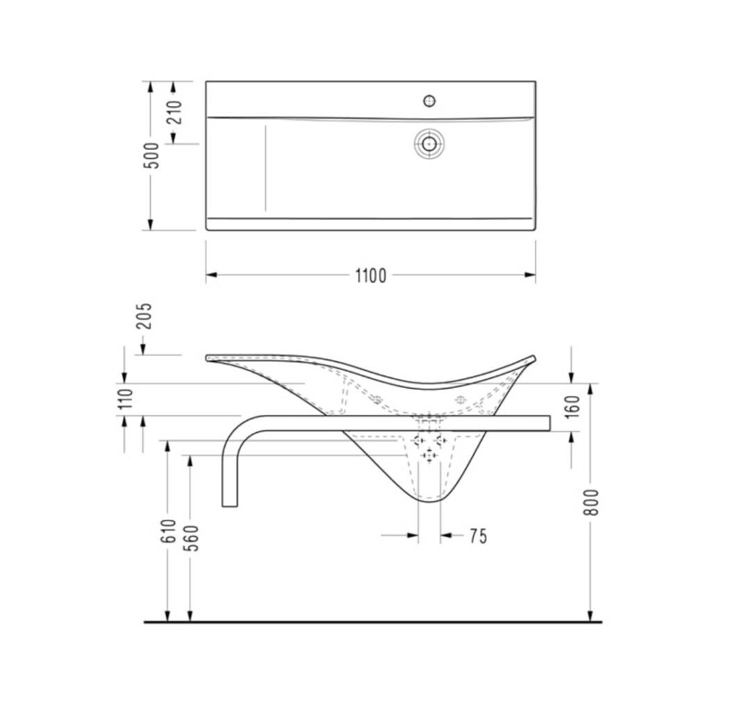 Serel - Marine Lavabo 50x110cm Beyaz OUTLET - MR01TDS110AB-TESHIR - 5