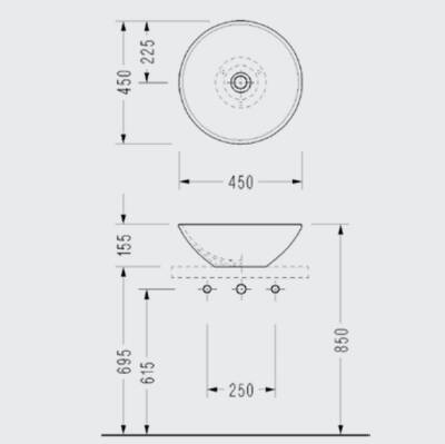 SEREL - Minimal Çanak Lavabo 45 Cm Beyaz OUTLET - 2012DXS110H-TESHIR - 2