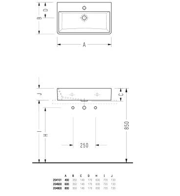 SEREL - Minimal Dikdörtgen Lavabo 60 × 35 Cm OUTLET - 2046TDS110H-TESHIR - 3