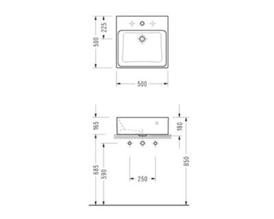 Serel - Minimal Kare Lavabo 50 cm Beyaz OUTLET - 2042TDS110AB-TESHIR - 2