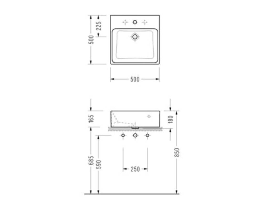 Serel - Minimal Kare Lavabo 50 cm Beyaz OUTLET - 2042TDS110AB-TESHIR - 2