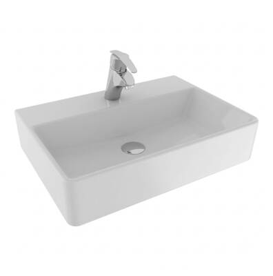 Serel - Minimal Tezgah üstü Dikdörtgen Lavabo 42x60 Cm Beyaz - 2047TDS110H - 2