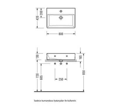 Serel - Minimal Tezgah üstü Dikdörtgen Lavabo 42x60 Cm Beyaz - 2047TDS110H - 3