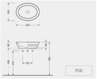 SEREL Posedion Tezgahüstü Lavabo - PS32DXS110H - 2