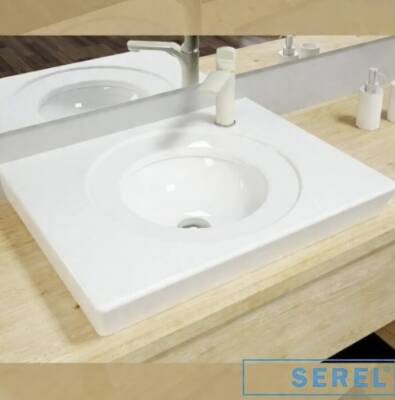 Serel - Poseidon Tezgah Üstü Lavabo 65 cm Beyaz OUTLET - PS30SDS110AB-TESHIR - 1