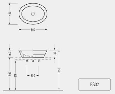 SEREL - Poseidon Tezgâh Üstü Lavabo OUTLET - PS32DXS110H-TESHIR - 2