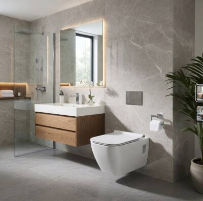 Serel - Rita PureWash Kanalsız Asma Klozet Mat Beyaz, Zeta Slim Kapak Dahil OUTLET - RT26ADL010H-TESHIR - 3