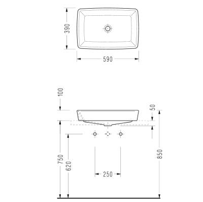 Serel - Rita Tezgah Üstü Lavabo 60x40 cm Beyaz OUTLET - RT46DSS000-TESHIR - 3