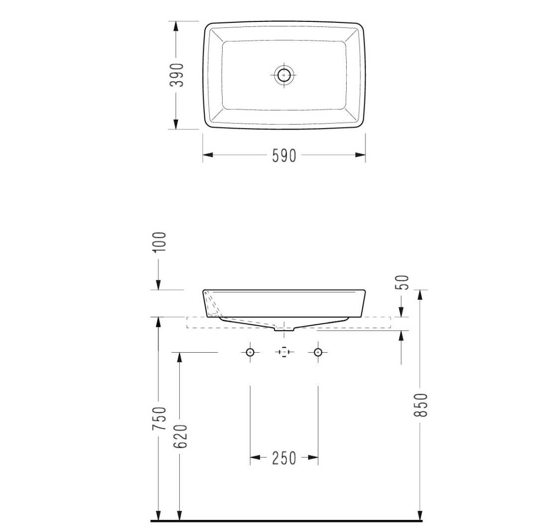 Serel - Rita Tezgah Üstü Lavabo 60x40 cm Beyaz OUTLET - RT46DSS000-TESHIR - 3