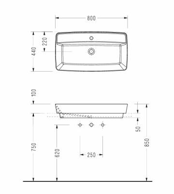 SEREL Rita Tezgahüstü 80 cm Lavabo - RT42TXS110H - 2