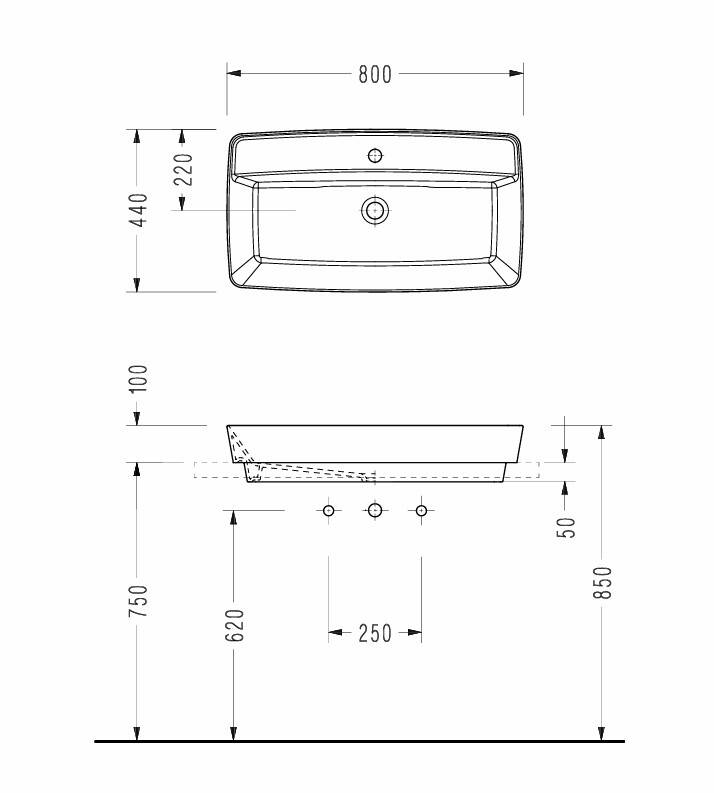 SEREL Rita Tezgahüstü 80 cm Lavabo - RT42TXS110H - 2