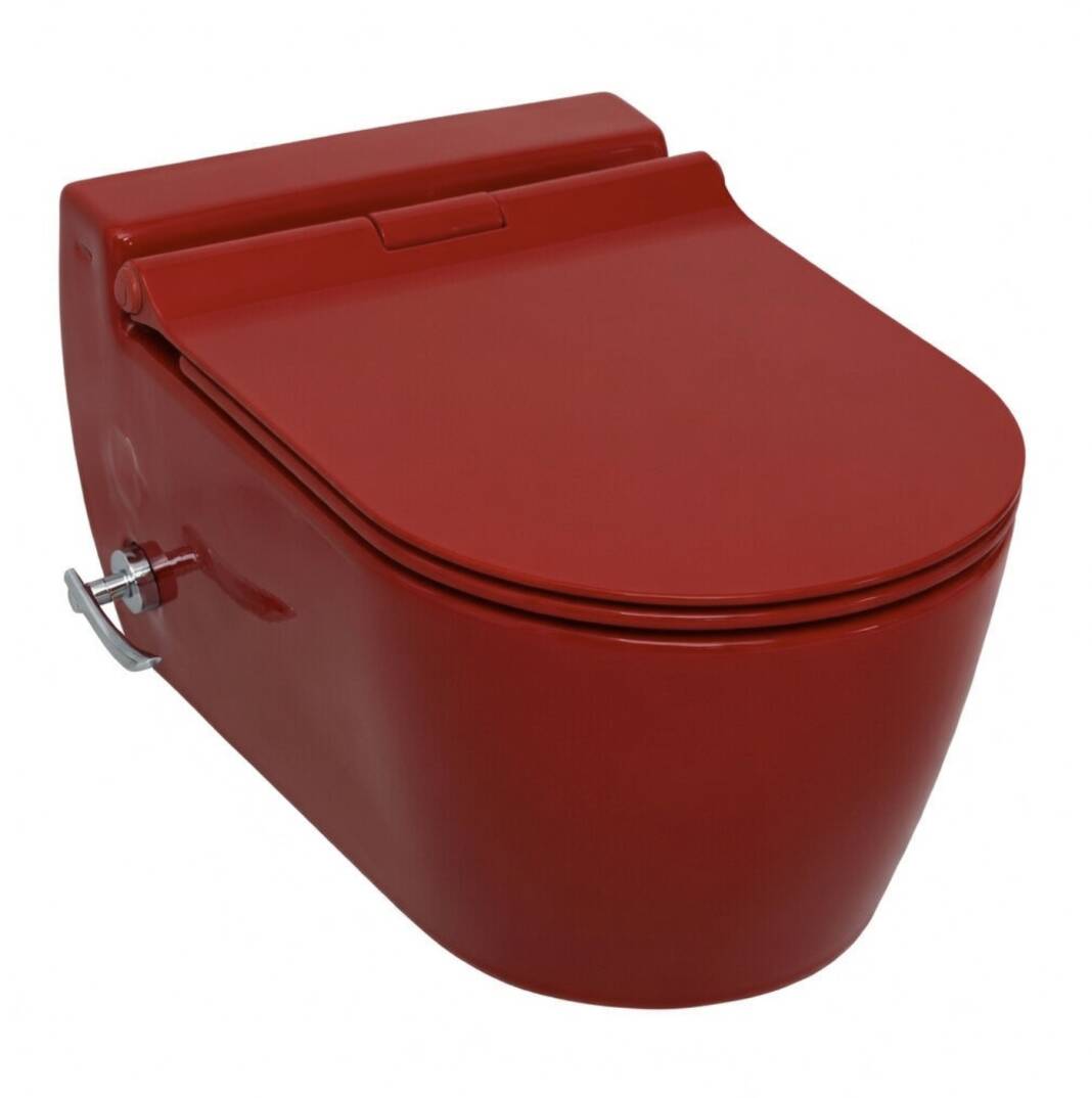 Serel - Sapphire Kırmızı Asma Klozet (Bataryalı) Slim Kapak Dahil OUTLET - SP58STL530H-TESHIR - 1