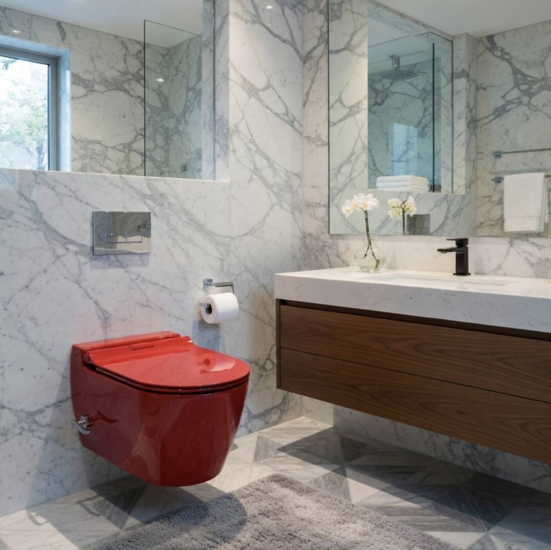 Serel - Sapphire Kırmızı Asma Klozet (Bataryalı) Slim Kapak Dahil OUTLET - SP58STL530H-TESHIR - 2