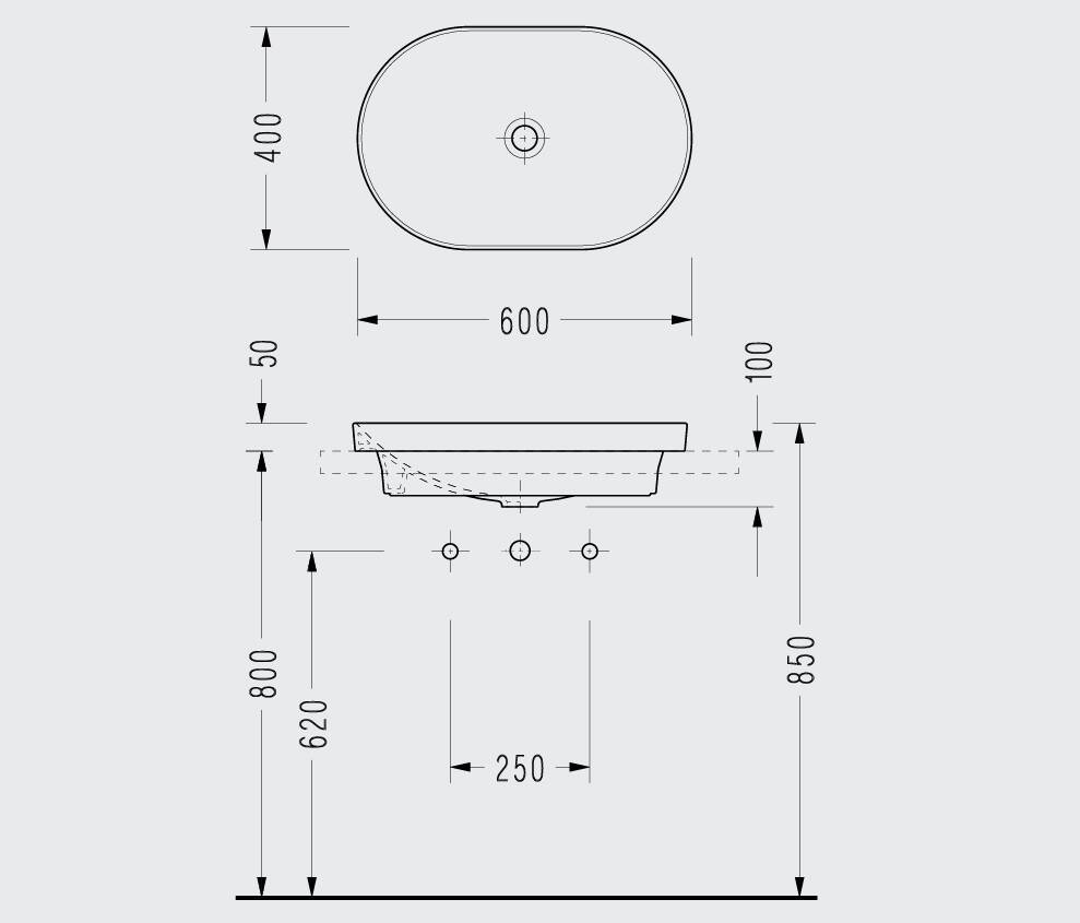 SEREL Sapphire Tezgahüstü Lavabo, 60x40 cm - SP33DXS110H - 2