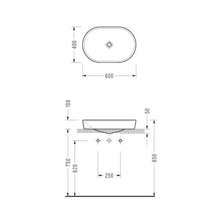 SEREL - Sapphire Tezgâh Üstü Lavabo (39,5 × 59,5 Cm) OUTLET - SP46DXS110H-TESHIR - 3