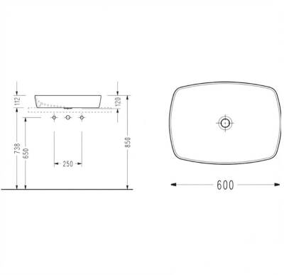 SEREL - Tek Parça Tezgah Üstü Lavabo 60 Cm Siyah OUTLET - 1633DXL060H-TESHIR - 2